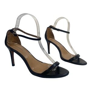 Banana Republic Stiletto Sandals Womens 8 Black Leather Ankle Strap Minimalist